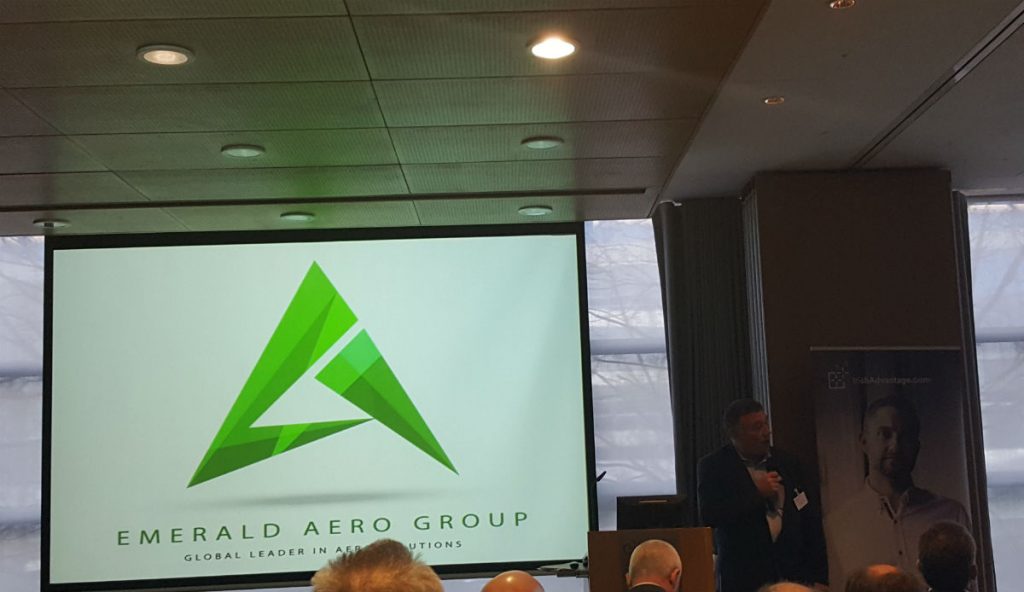 Gerry Reynolds Chairman of the Emerald Aero Group & Managing Director of Takumi Precision speaking at the launch of EAG